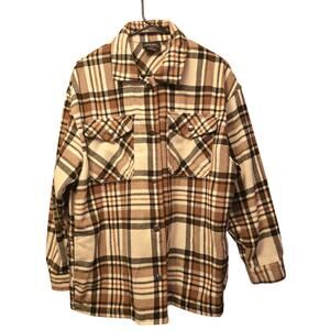 HFX mens plaid wool blend flannel plaid shacket jacket